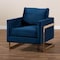Baxton Studio Matteo Royal Blue Velvet Upholstered Gold Finished Armchair 156-9782 - alternate 8